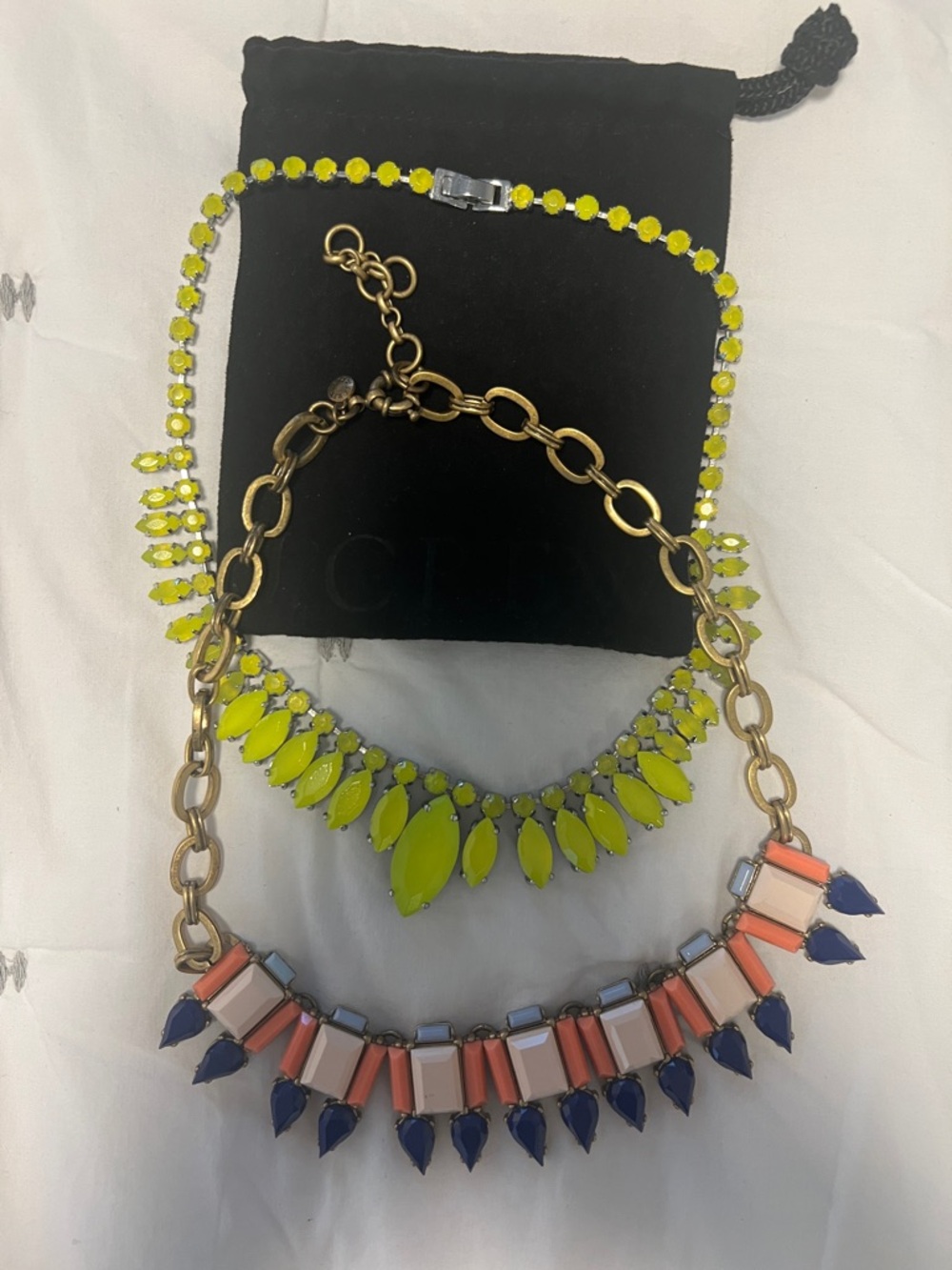 Two Vintage J. Crew Necklaces and dust-bag